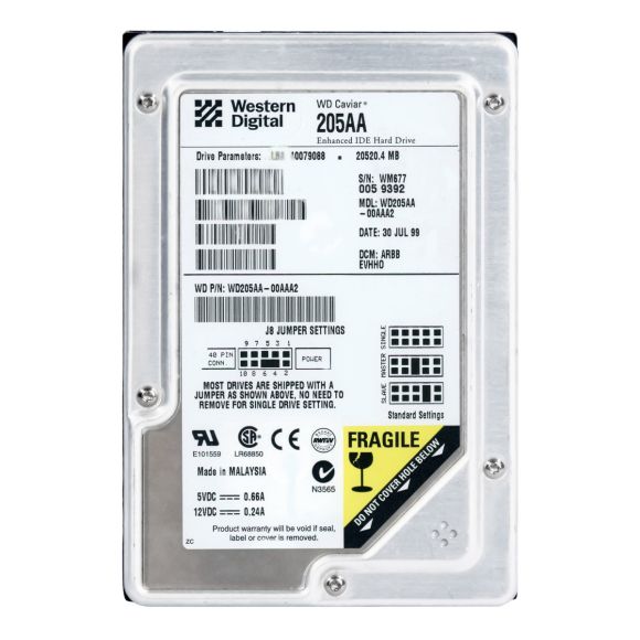 WD CAVIAR 205AA 20.5GB 5.4K 2MB ATA 3.5'' WD205AA