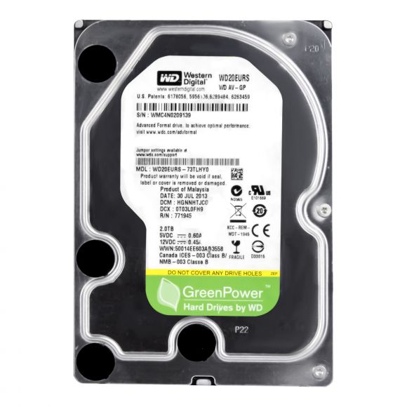 WD AV-GP 2TB 7.2K 64MB SATA II 3.5'' WD20EURS