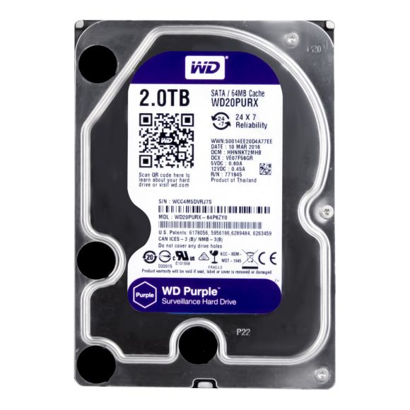 WD PURPLE 2TB 5.4K 64MB SATA III 3.5'' WD20PURX