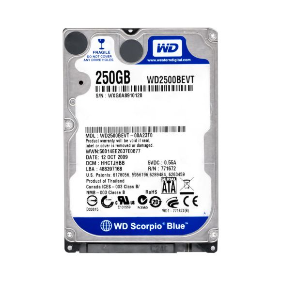 WD SCORPIO BLUE 250GB 5.4K 8MB SATA II 2.5'' WD2500BEVT