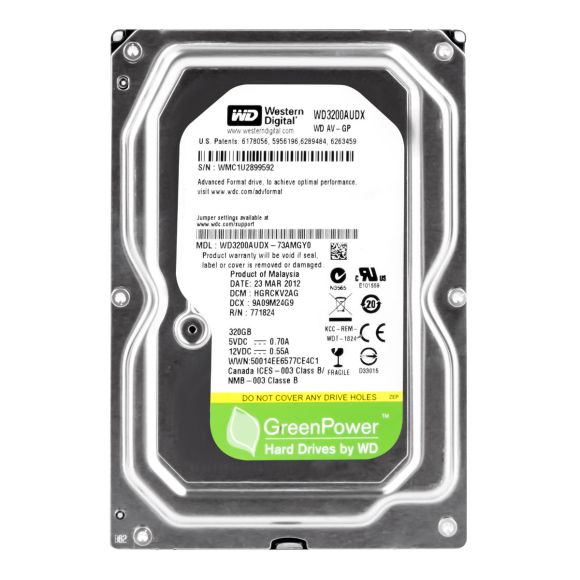 WD AV-GP 320GB 5.4K 32MB SATA III 3.5'' WD3200AUDX