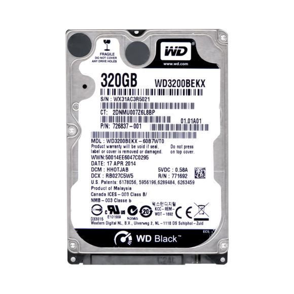 WD BLACK 320GB 7.2K 16MB SATA III 2.5'' WD3200BEKX