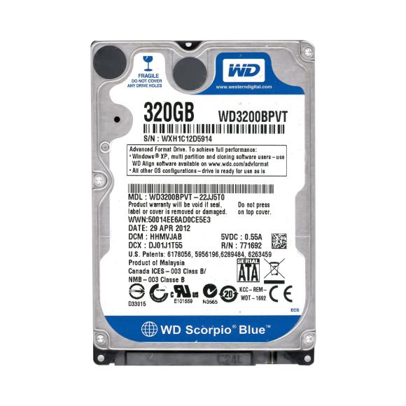 WD SCORPIO BLUE 320GB 5.4K 8MB SATA II 2.5'' WD3200BPVT