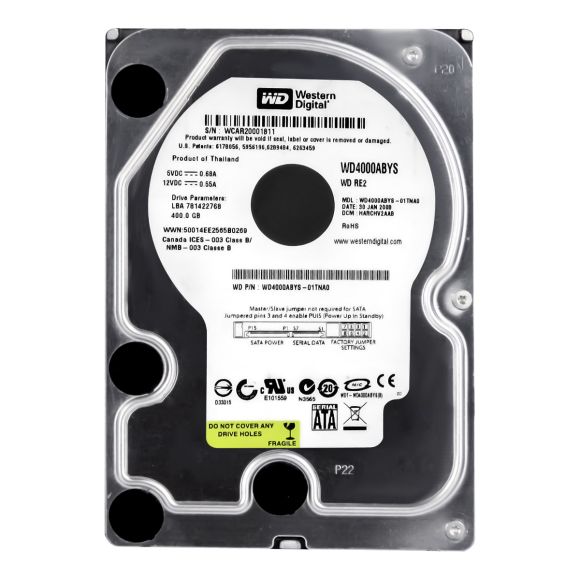 WD RE2 400GB 7.2K 16MB SATA II 3.5'' WD4000ABYS