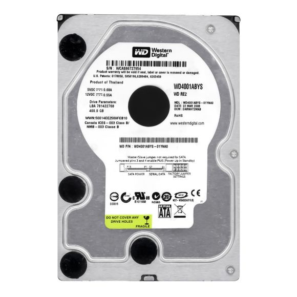 WD RE2 400GB 7.2K 16MB SATA II 3.5'' WD4001ABYS