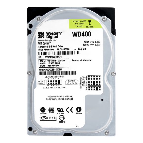 WD CAVIAR 40GB 7.2K 2MB ATA 3.5'' WD400BB-00DEA0