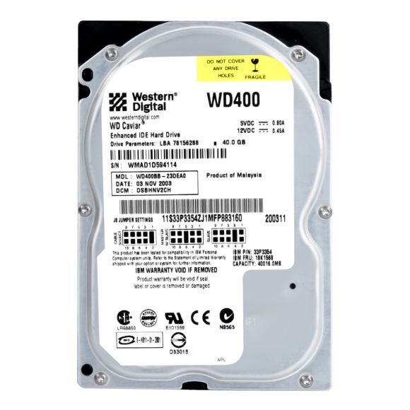 WD CAVIAR 40GB 7200RPM 2MB ATA 3.5'' WD400BB-23DEA0