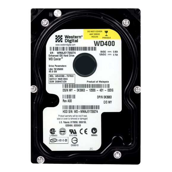 WD CAVIAR 40GB 7.2K 2MB ATA 3.5'' WD400BB