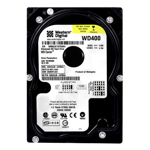 WD CAVIAR 40GB 7.2K 8MB ATA 3.5'' WD400JB-00FMA0