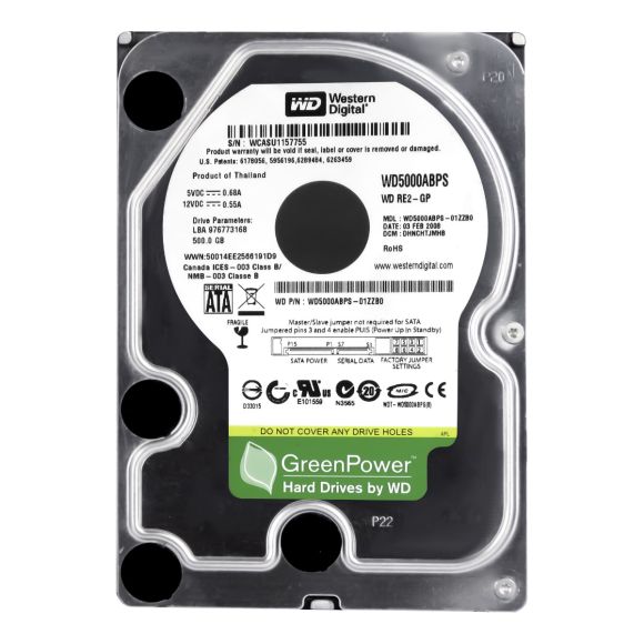 HARD DRIVE WD RE2-GP GREEN 500GB SATAII 7.2k 3.5" WD5000ABPS