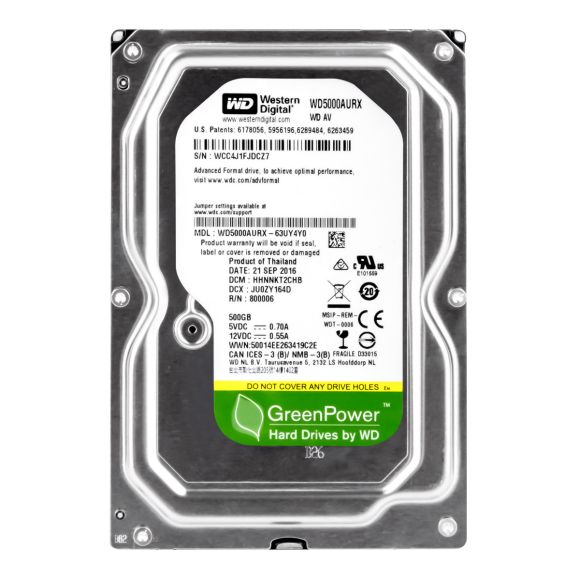 WD AV 500GB 5.4K 64MB SATA III 3.5'' WD5000AURX