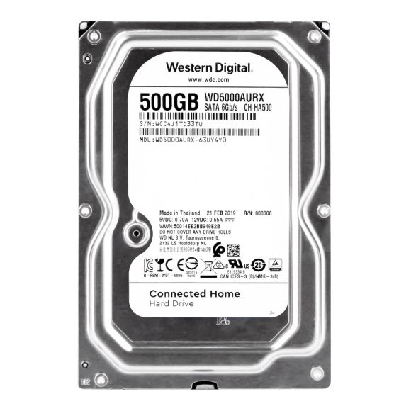 WD 500GB 5.4K 64MB SATA III 3.5'' WD5000AURX CH HA500