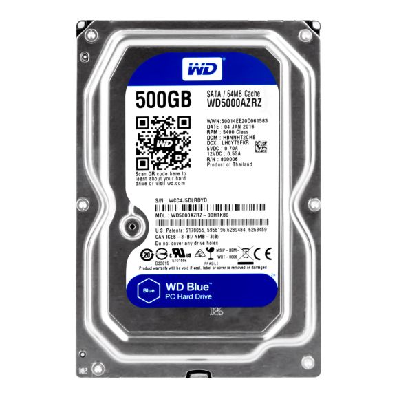 WD BLUE 500GB 5.4K 64MB SATA III 3.5'' WD5000AZRZ