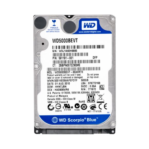 WD BLUE 500GB 5.4K 8MB SATA II 2.5'' WD5000BEVT