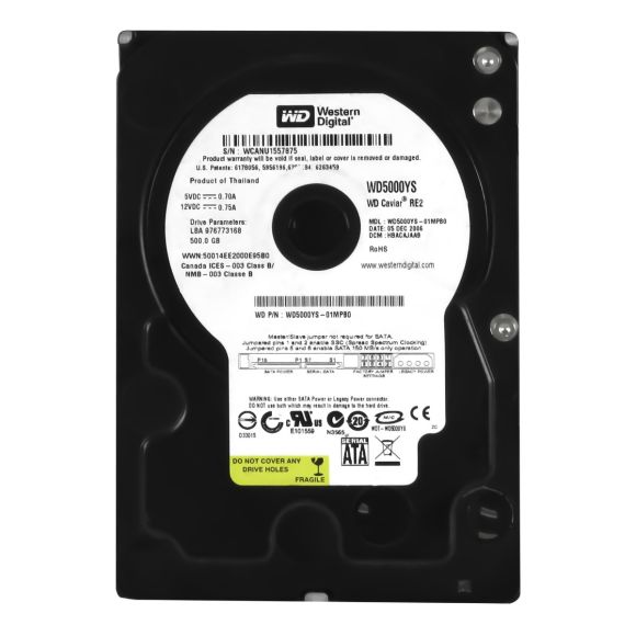 WESTERN DIGITAL WD5000YS 500GB RE2 7.2k SATA-II 3.5" 