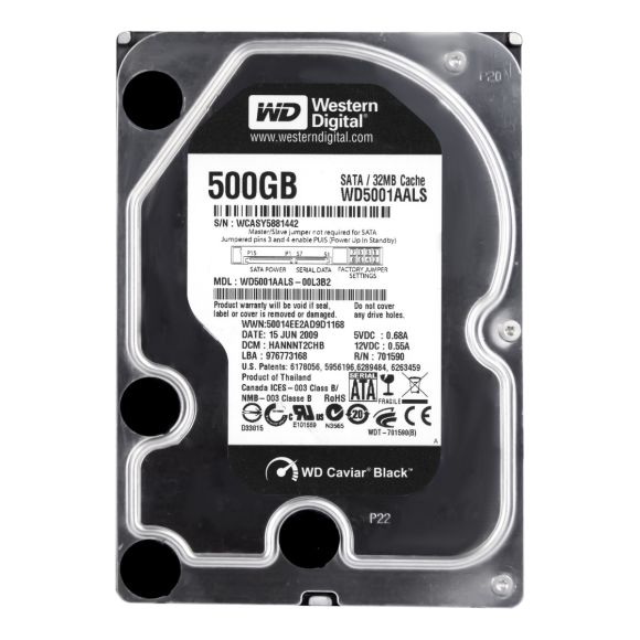 WD CZARNY 500GB 7,2K 32MB SATA II 3,5" WD5001AALS