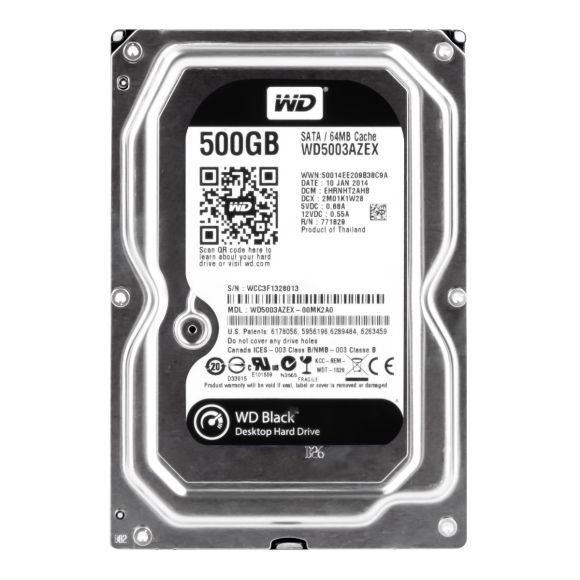 WD BLACK 500GB SATA III 7.2K 64MB 3.5" WD5003AZEX