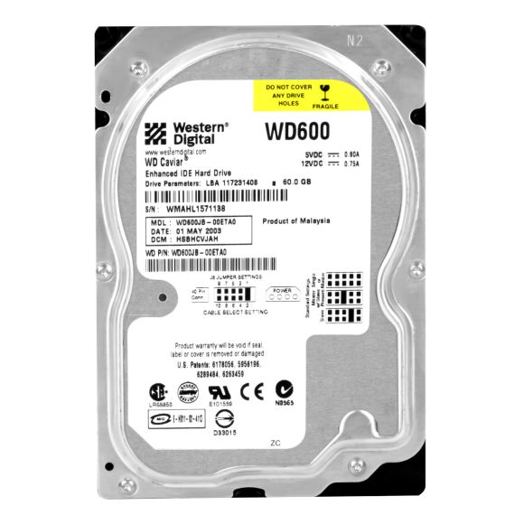 WD CAVIAR 60GB 7.2K 8MB ATA 3.5'' WD600JB-00ETA0