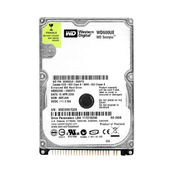 WD SCORPIO 60GB 5.4K 2MB ATA 2.5'' WD600UE