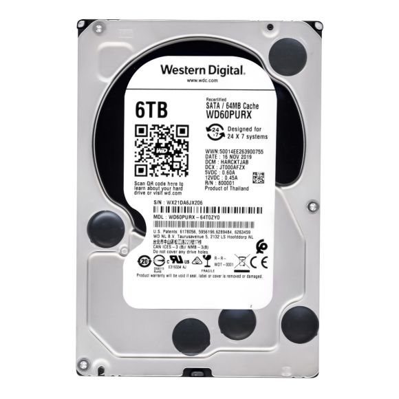 WD PURPLE 6TB SATA III 5.4K 64MB 3.5'' WD60PURX