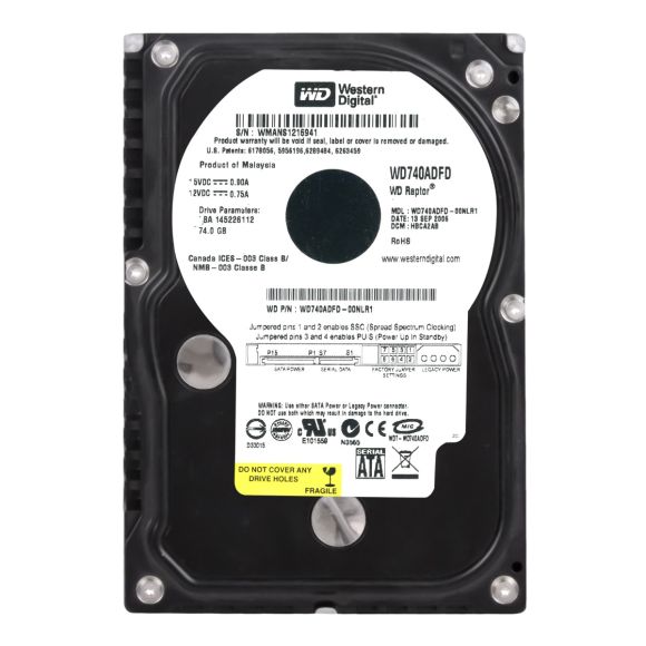 WESTERN DIGITAL WD740ADFD 74GB SATA 10.000RPM 3.5''