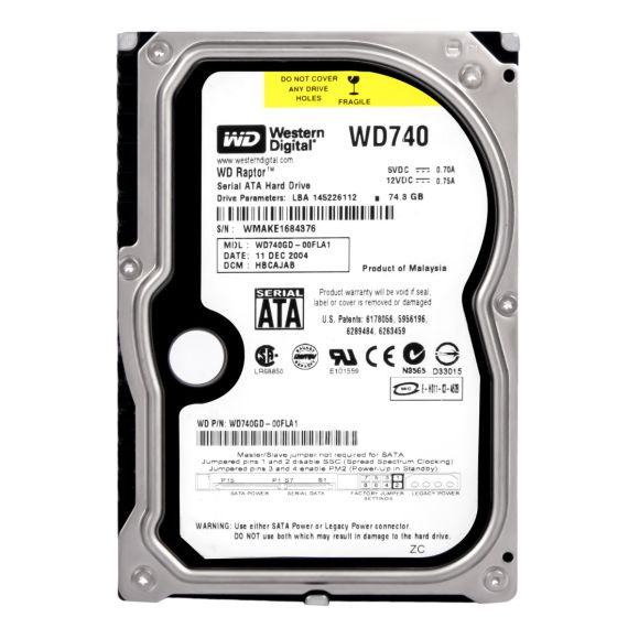 WD RAPTOR 74.3GB 10K 8MB SATA 3.5'' WD740GD-00FLA1