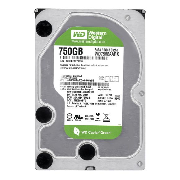 WD GREEN 750GB 5.4k 64MB SATA III 3.5'' WD7500AARX