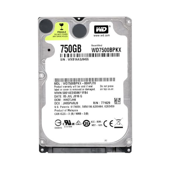 WD 750GB 7.2K 16MB SATA III 2.5'' WD7500BPKX