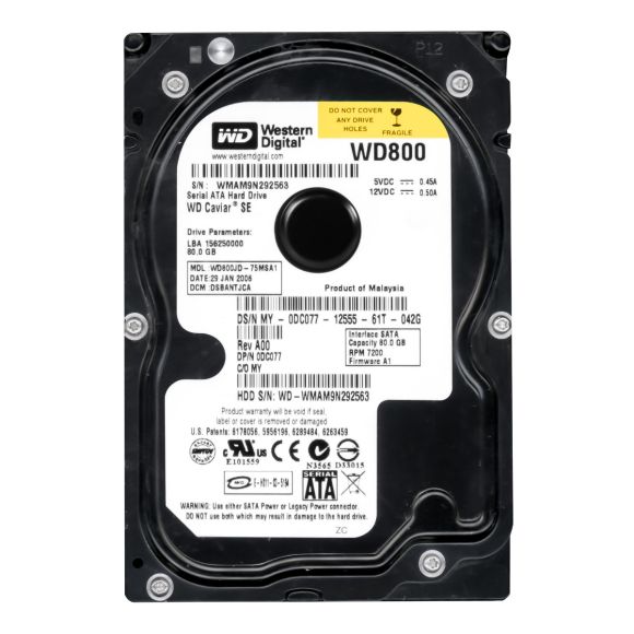 DELL 0DC077 80GB 7.2K 8MB SATA II 3.5'' WD800JD-75MSA1