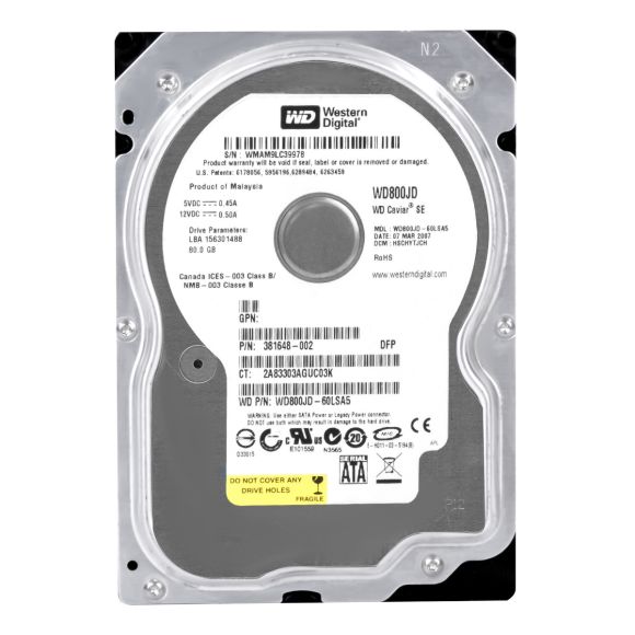 HP 381648-002 80GB 7.2K 8MB SATA II 3.5'' WD800JD