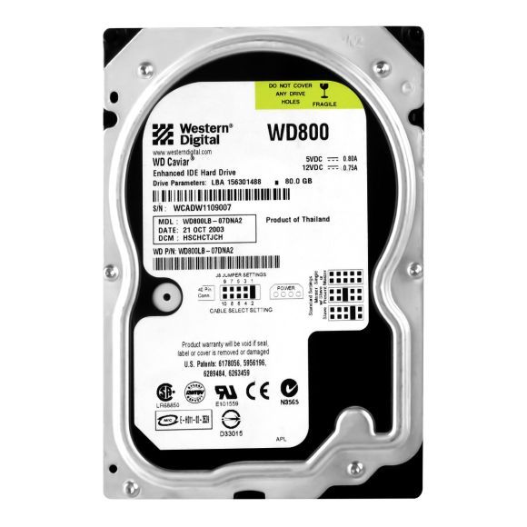 WD CAVIAR 80GB 7.2K 2MB ATA 3.5'' WD800LB-07DNA2