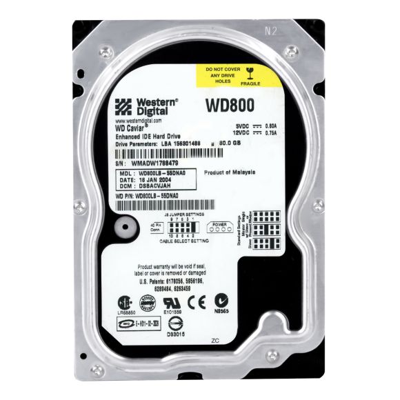 WD CAVIAR 80GB 7.2K 2MB ATA 3.5'' WD800LB-55DNA0