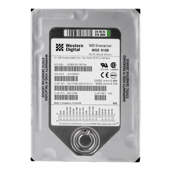 WD ENTERPRISE 9.1GB 7.2K SCSI ULTRA2 3.5'' WDE9100-1807A4